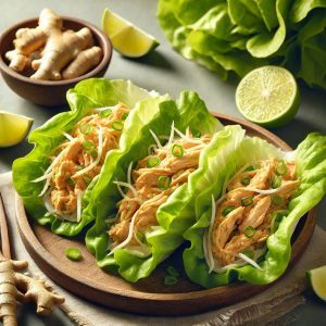 Tacos de Lechuga con Pollo y Jengibre