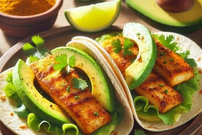Tacos de Pescado con Curcuma y Aguacate
