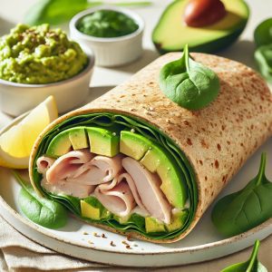 Wrap de Pavo con Aguacate y Espinacas